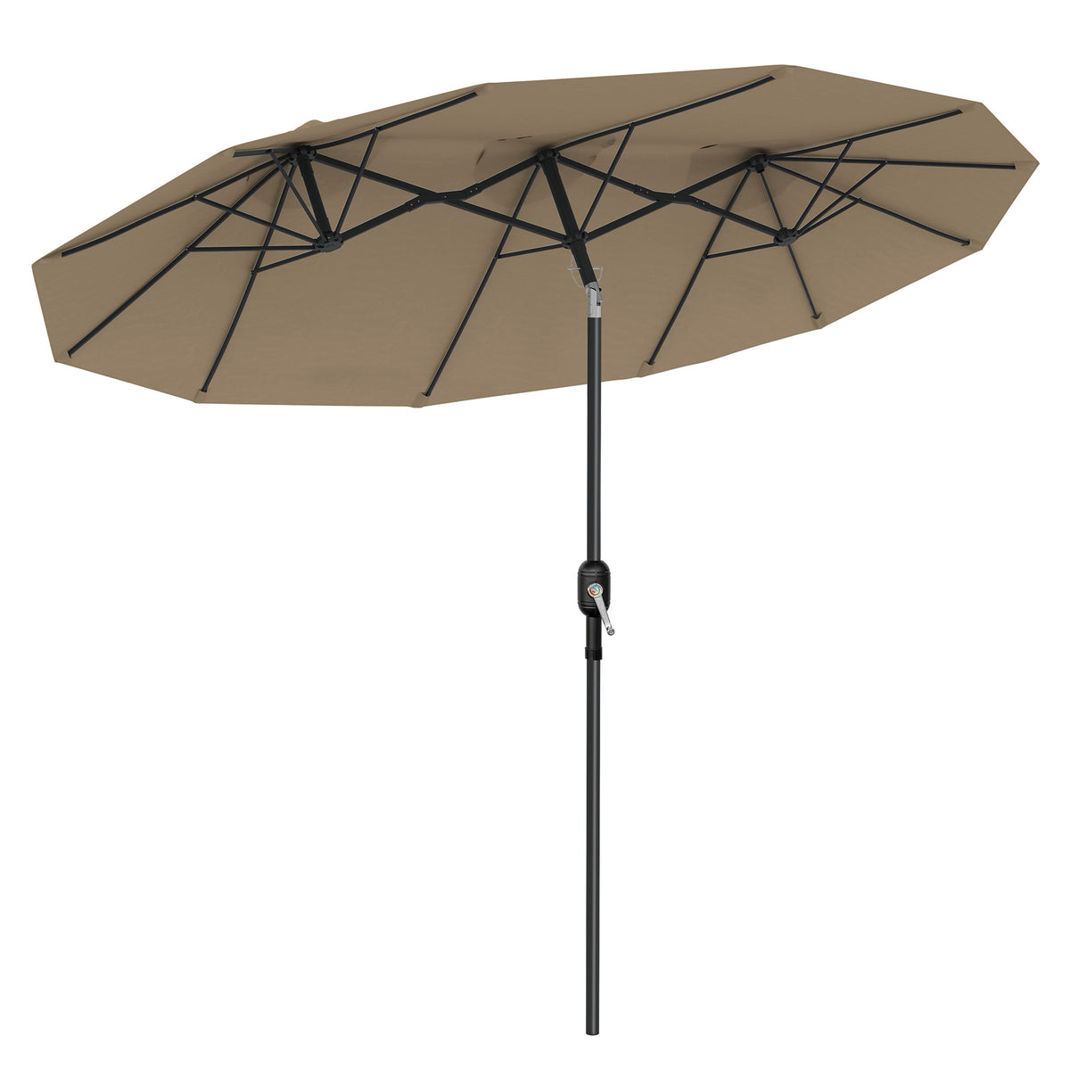 Sonnenschirm, Gartenschirm, neigbar, mit Handkurbel, Winddach, Polyester+Stahl, khaki,295 x 152 cm