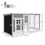 Wood Chicken Coop Hutch Hen House Cage PC Roof w/ Run Nest Box Deluxe 160 x 75 x 80 cm