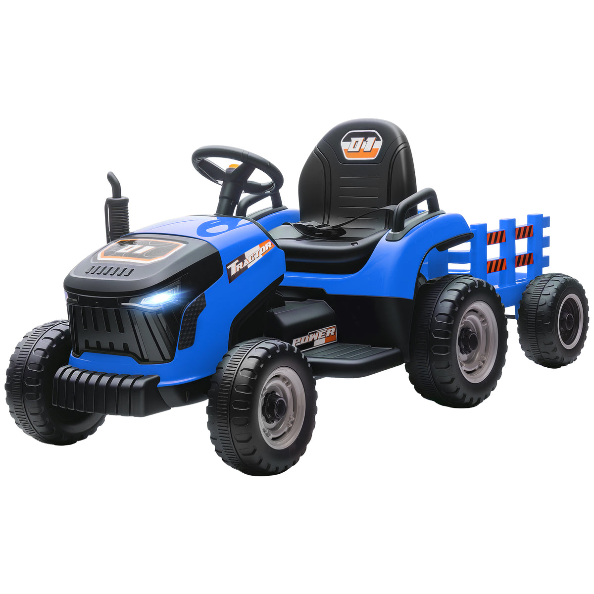 Elektrischer Kindertraktor, Aufsitz-Traktor mit Fernbedienung, Soft-Start, f¨¹r Kinder im Alter von 3-8 Jahren, Blau