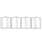 Faltbares Hunde-Absperrgitter, 4 Paneele, für Treppen, Flure, Türen, MDF/Massivholz, Weiß