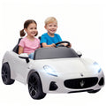 Maserati Elektroauto f¨¹r Kinder, 2-Sitzer, 12V Batteriebetrieb, Fernbedienung, LED-Lichter, Musikfunktion, Wei?