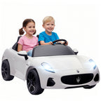 Maserati Elektroauto f¨¹r Kinder, 2-Sitzer, 12V Batteriebetrieb, Fernbedienung, LED-Lichter, Musikfunktion, Wei?