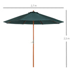 Holz Sonnenschirm Holzschirm Gartenschirm c 2,5m Dunkelgr¨¹n