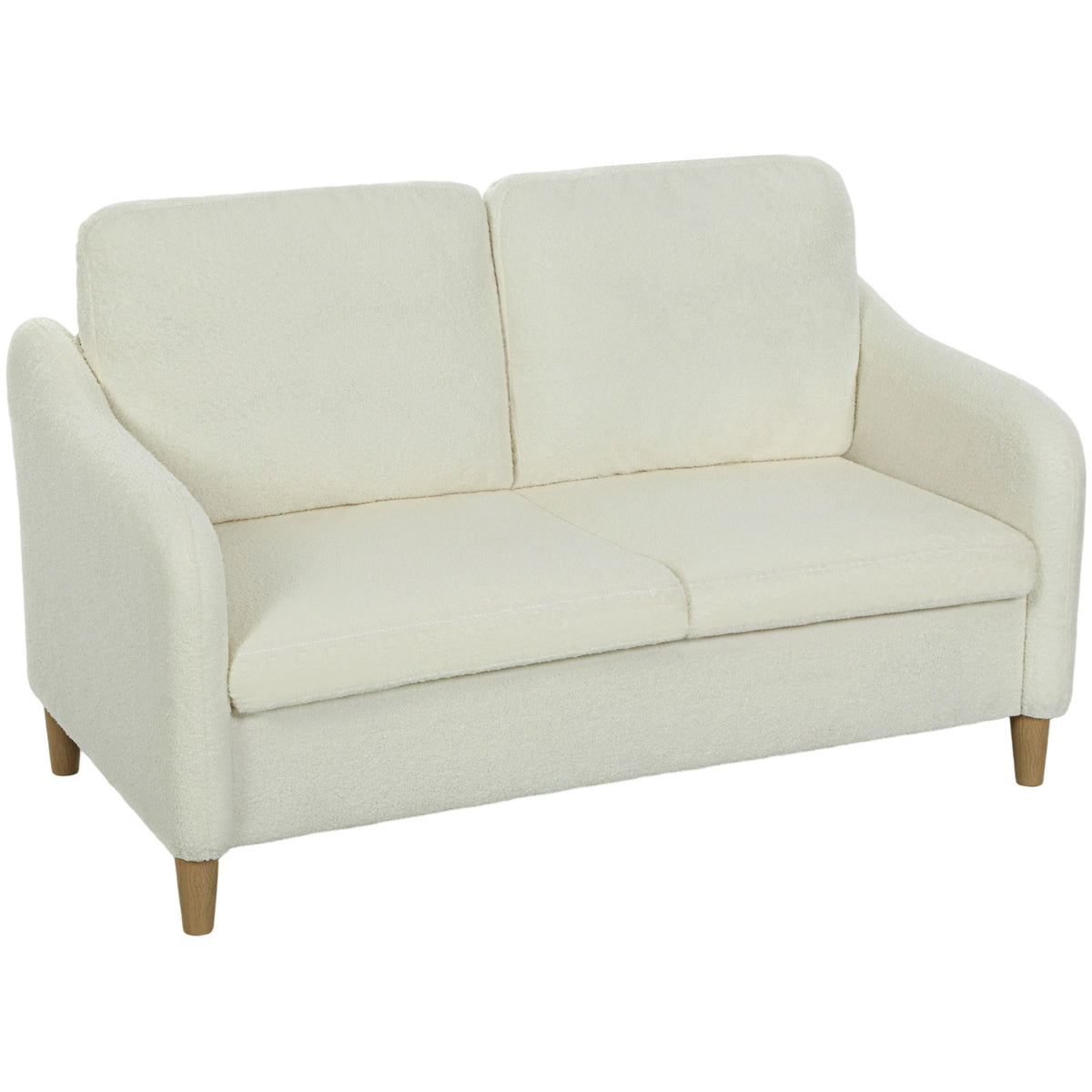 Sofa 2 Sitzer kleine Couch mit Sherpa-Fleece-Optik 137 cm f¨¹r Wohnzimmer Cremewei?
