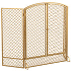 Kaminschutzgitter, 3-Teiliger Funkenschutz mit Doppeltüren 122x75cm