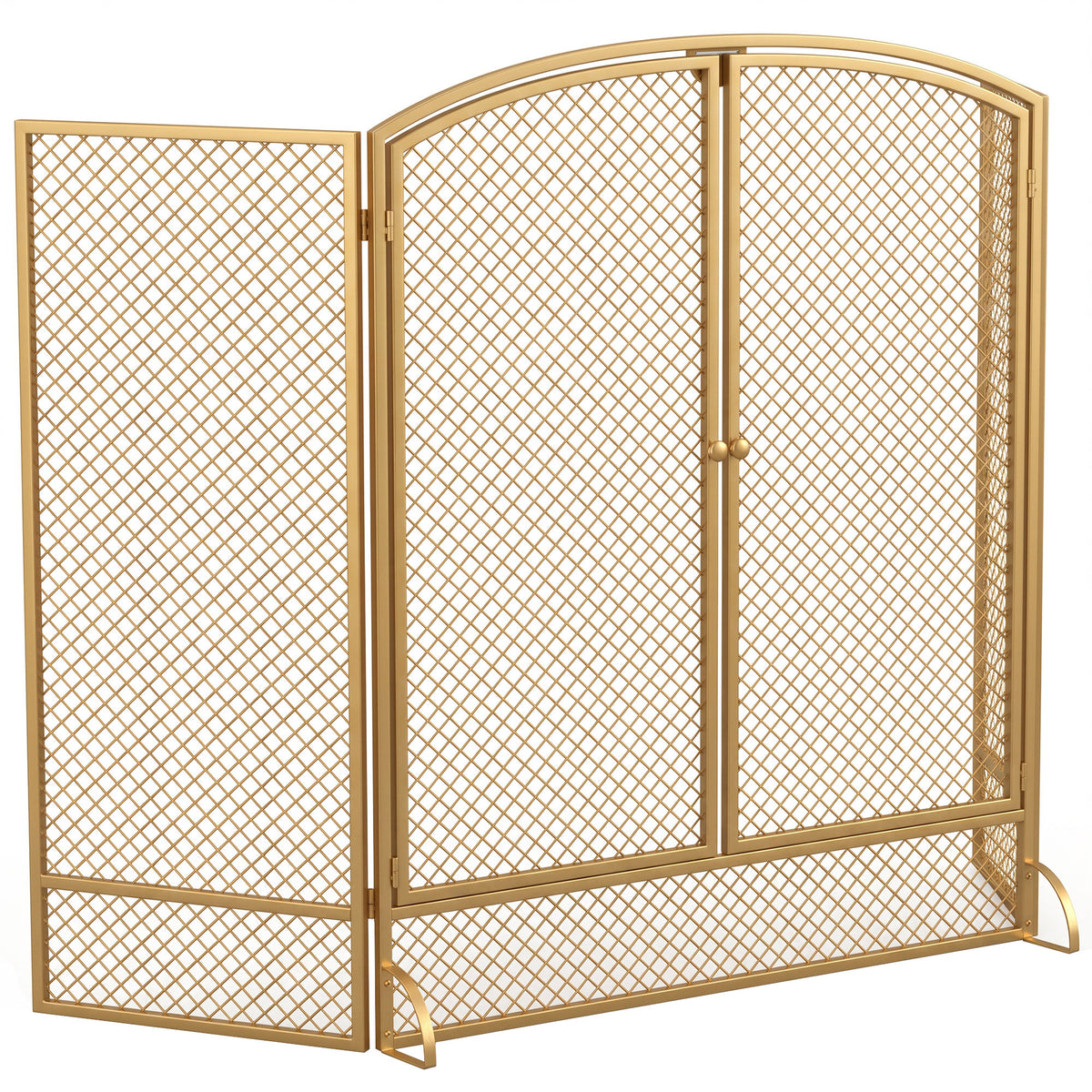 Kaminschutzgitter, 3-Teiliger Funkenschutz mit Doppeltüren 122x75cm