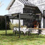 3 x 3 m Garten-Pergola mit verstellbarem Dach, Metallrahmen, UPF30+ Schutz, Sonnendach für Veranda, Terrasse, Dunkelgrau