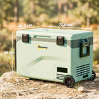 42,5 Liter Kompressor Kühlbox Leise elektrisch Mini Kühlschrank bis -20℃ Kühlbox mit Bluetooth Rolle Griff Handyhalter
