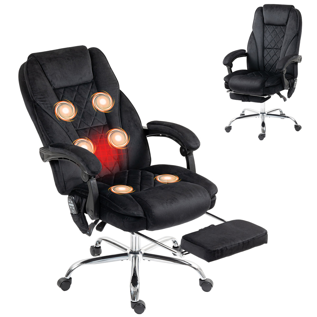 Bürostuhl Ergonomisch mit Vibrationsmassage und Wärme, Schwarz