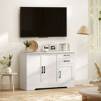 Sideboard Küchenschrank mit Soft-Close-Türen, 2 Schubladen, Weiß