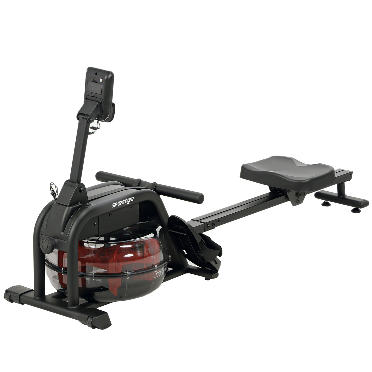 Rudergerät für Training, Rudermaschine mit 6-11 L Wassertank, LCD-Monitor, Handyhalter, 135 kg Tragfähigkeit, Stahl, Schwarz