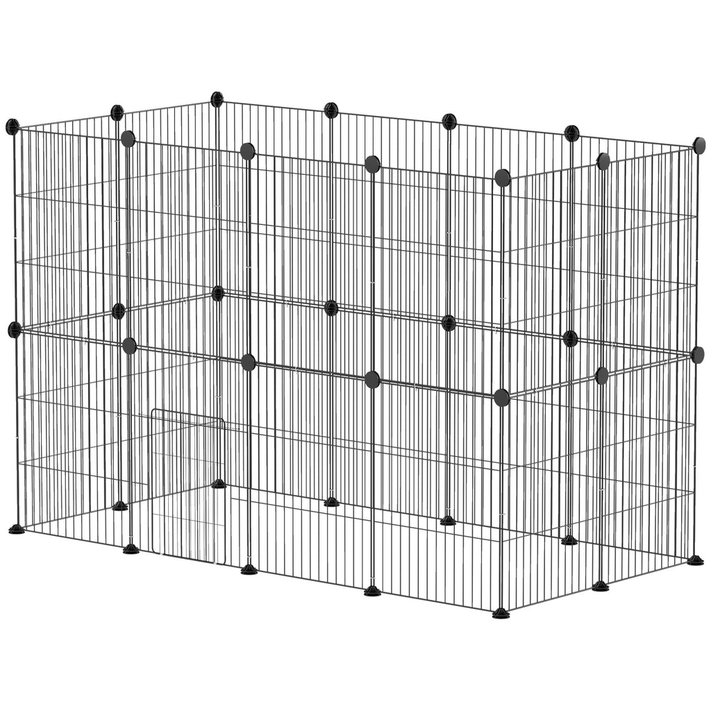 Kleintierkäfig, Außengehege, modulare Bauweise, 0,72 m² Fläche, Stahl, Schwarz