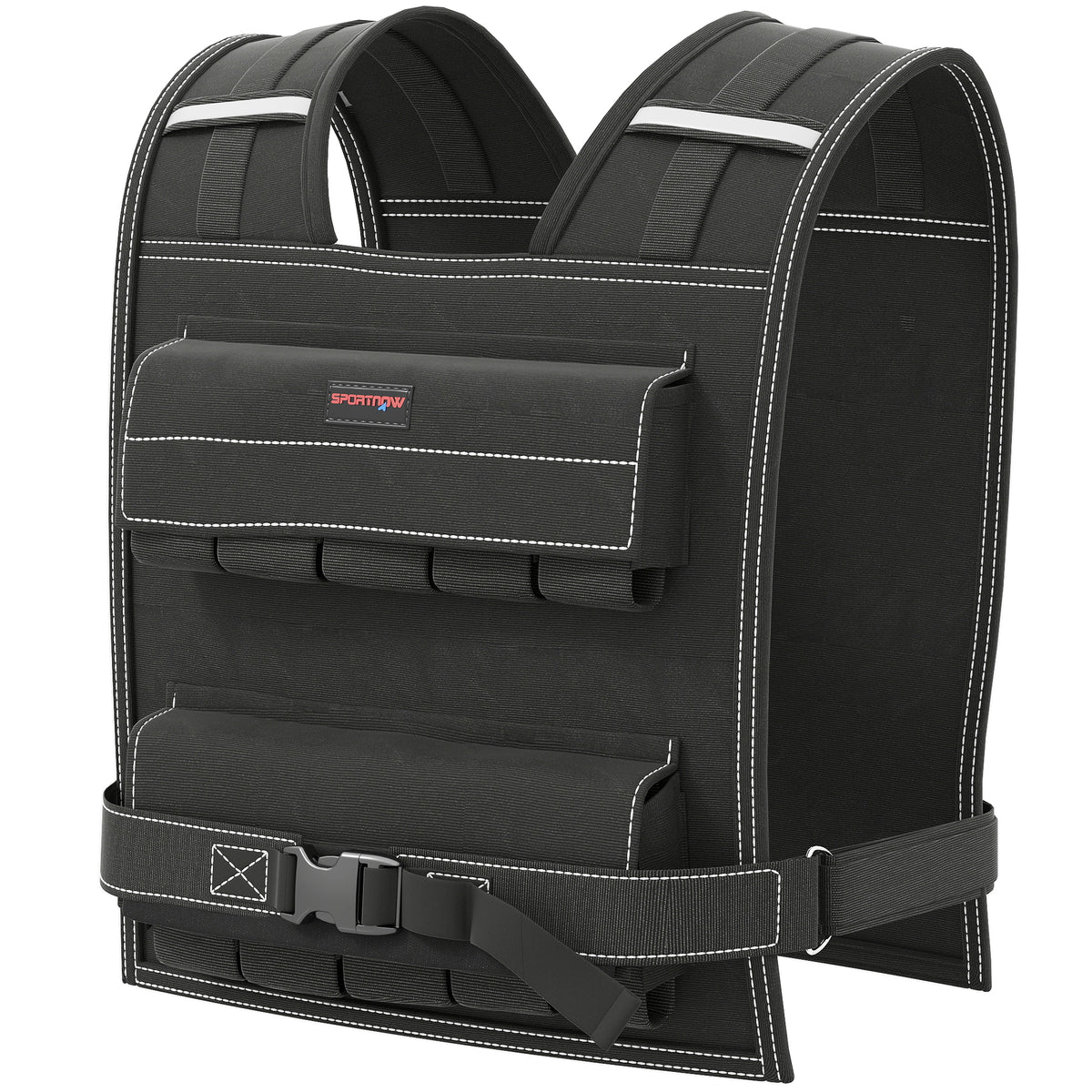 20KG Adjustable Weighted Vest, Running Weight Vest, with 30 Metal Weights, Reflective Strips, for Running, Exercise