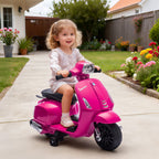 Elektro Motorrad Kinder Vespa 6V Elektromotorrad mit Stützrädern, Scheinwerfer, Hupe für 2-4 Jahre 71 x 37 x 52 cm Rosa