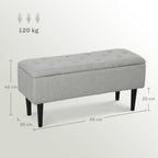Sitztruhe, Sitzbank mit Stauraum, bis 120kg, Samtoptik, 95x38x45cm, Grau