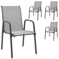 Gartenstühle 4er Set Stapelbare Terrassenstühle mit Atmungsaktive Rücken, Armlehnen 120 kg Belast