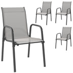 Gartenstühle 4er Set Stapelbare Terrassenstühle mit Atmungsaktive Rücken, Armlehnen 120 kg Belast