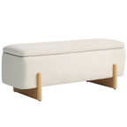 Hocker mit Stauraum, Sitzbank mit Schaumstoffpolsterung, Leinenimitat, 111 x 44 x 44,5 cm, Cremewei?
