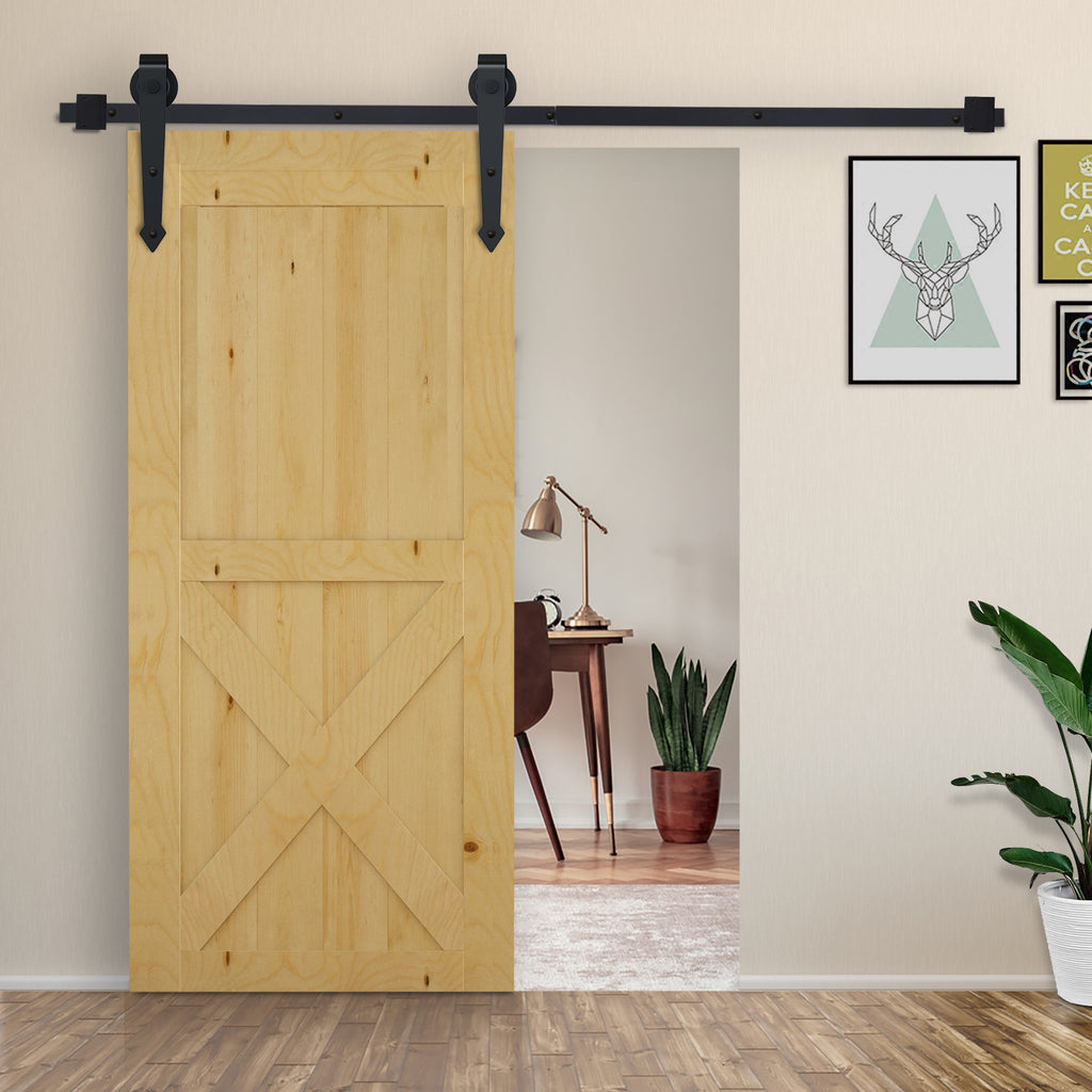 Schiebet¨¹r-Kit, rustikales Design, Kohlenstoffstahl, tr?gt bis zu 100 kg pro Paneel