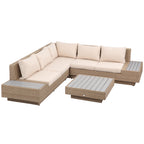  4-tlg. Luxus Polyrattan Gartengarnitur Gartenmöbel Garten-Set Sitzgruppe Loungeset Loungemöbel inkl. Ablagen und Beistelltisch Sitzkissen Braun