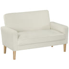 2-Sitzer-Sofa, Doppelsitzsofa mit Kautschukholzbeinen, Polstersofa f¨¹r Wohnzimmer, Schlafzimmer, Cremewei?