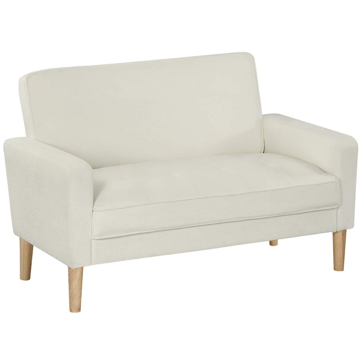 2-Sitzer-Sofa, Doppelsitzsofa mit Kautschukholzbeinen, Polstersofa f¨¹r Wohnzimmer, Schlafzimmer, Cremewei?