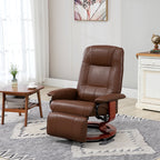 Relaxsessel, 145° neigbar, verstellbare Fußstütze, Air-Leder, 360° drehbar, bis 120 kg, Braun