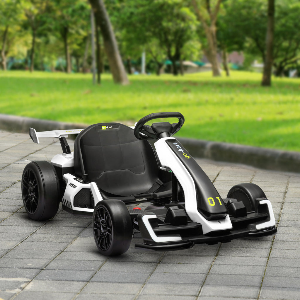 24 V Elektro Go-Kart für Kinder Drift-Funktion für 6-12 Jahre Weiß