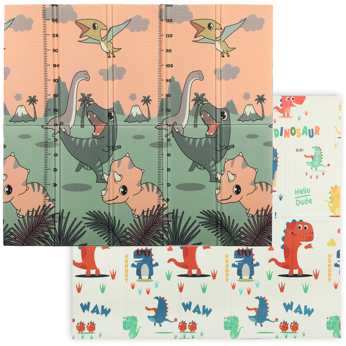 Baby Play Mat, Double Sideded Foldable Kids Crawling Mat, Reversible & Waterproof, Dinosaur