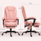 Massage-B¨¹rostuhl, 7 Vibrationspunkte, verstellbare Fu?st¨¹tze & Lehne, bis 120 kg, Lederoptik, Rosa