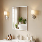 Wall-Mounted Bathroom Mirror, 70 x 50 cm Wall Mirror for Living Room, Bedroom, Hallway, White