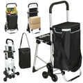 Einkaufstrolley, 40 L Oxford-Tasche, 3-Rad-Design, Aluminiumrahmen, Sitz, Grau