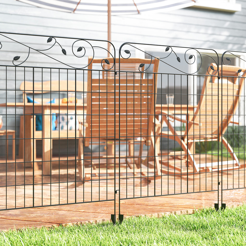 Gartenzaun Gitterzaun Zaun, Vintage-Design, wetterbeständig, 3,52 x 1,1m, Schwarz