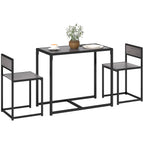 3-teiliges Bartisch-Set Hochtisch-Set 3-teilig, 2 Stühle, 1 Tisch, 90 cm x 47 cm x 76 cm, Grau