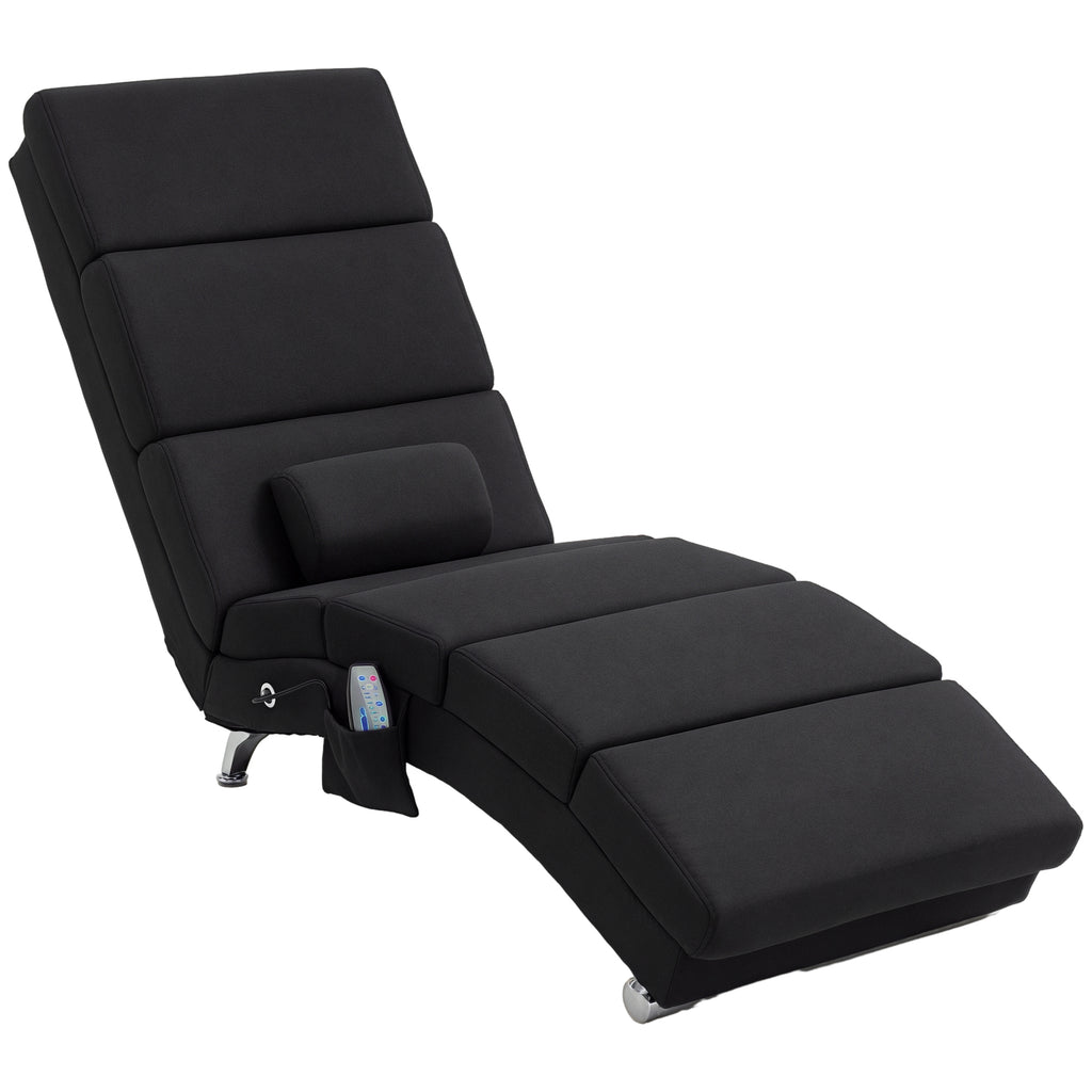 Massagesessel, Relaxsessel, Liegesessel mit 8 Vibrationspunkten, 5 Modi, 56 x 168 x 84 cm, Schwarz