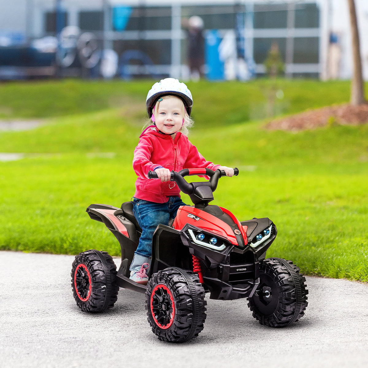 Elektro-Kinderquad, LED-Scheinwerfer, Sto?d?mpfer, ergonomischer Sitz, Rot+Schwarz