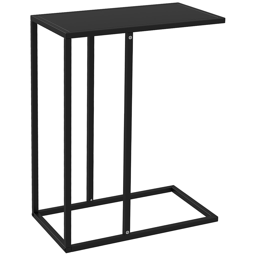 Beistelltisch Laptoptisch, Sofatisch in C-Form, mit Stahlgestell, Schwarz