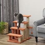 Haustiertreppe, Kratzbaum, 4-stufig, f¨¹r Tiere bis 5 kg, 60x40x64cm, Braun