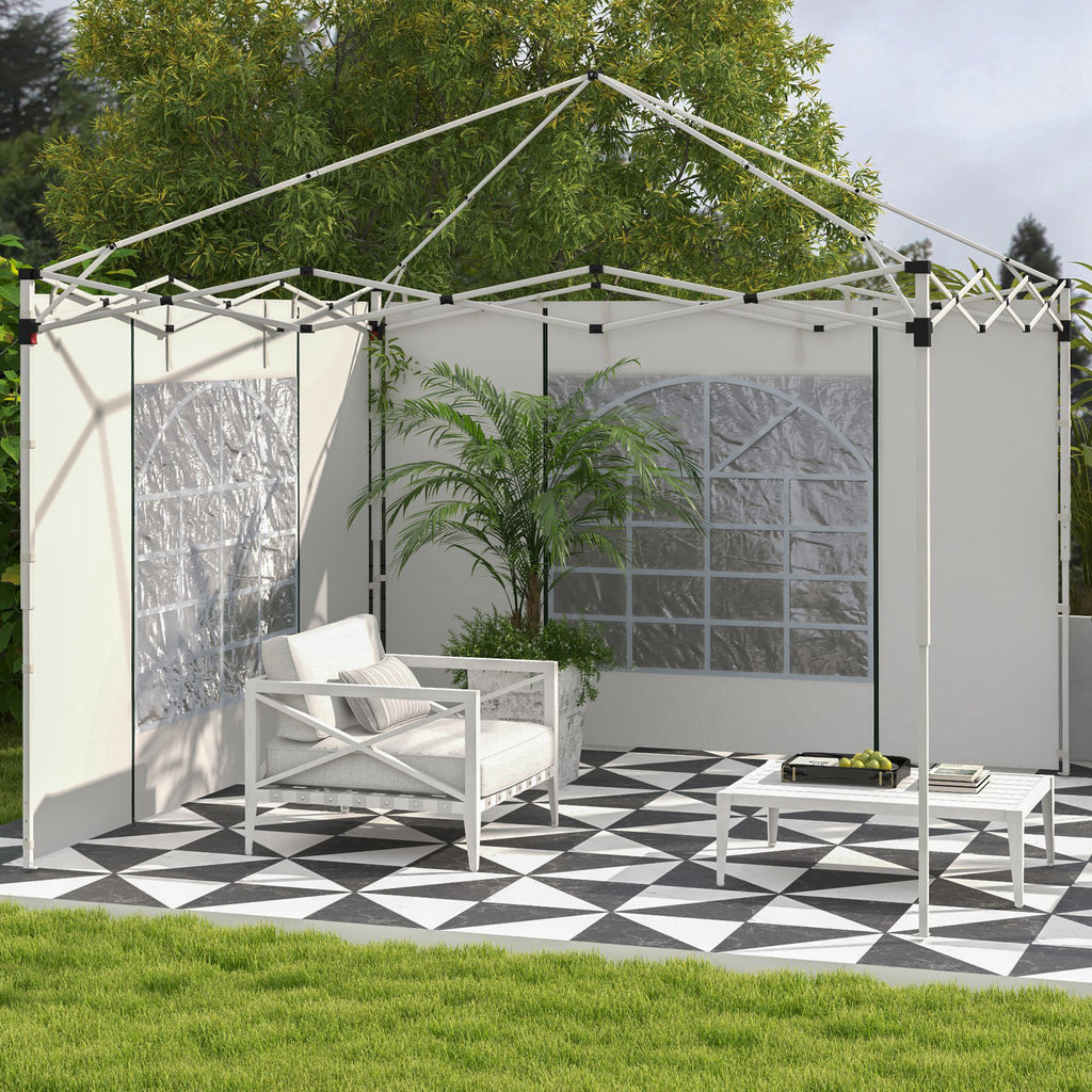 Gazebo Side Panels, 2 Pack Sides Replacement, for 3x3(m) or 3x6m Pop Up Gazebo, with Windows and Doors, White