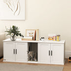 Katzenklo-Schrank Katzenhaus mit Tür Trennwand Katzentoilette für große Katzen 145 x 49 x 51 cm Weiß