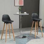 2er-Set Barhocker Barstühle Skandi-Design, Fußtstütze, 43 cm x 43 cm x 91 cm, Natur + Schwarz