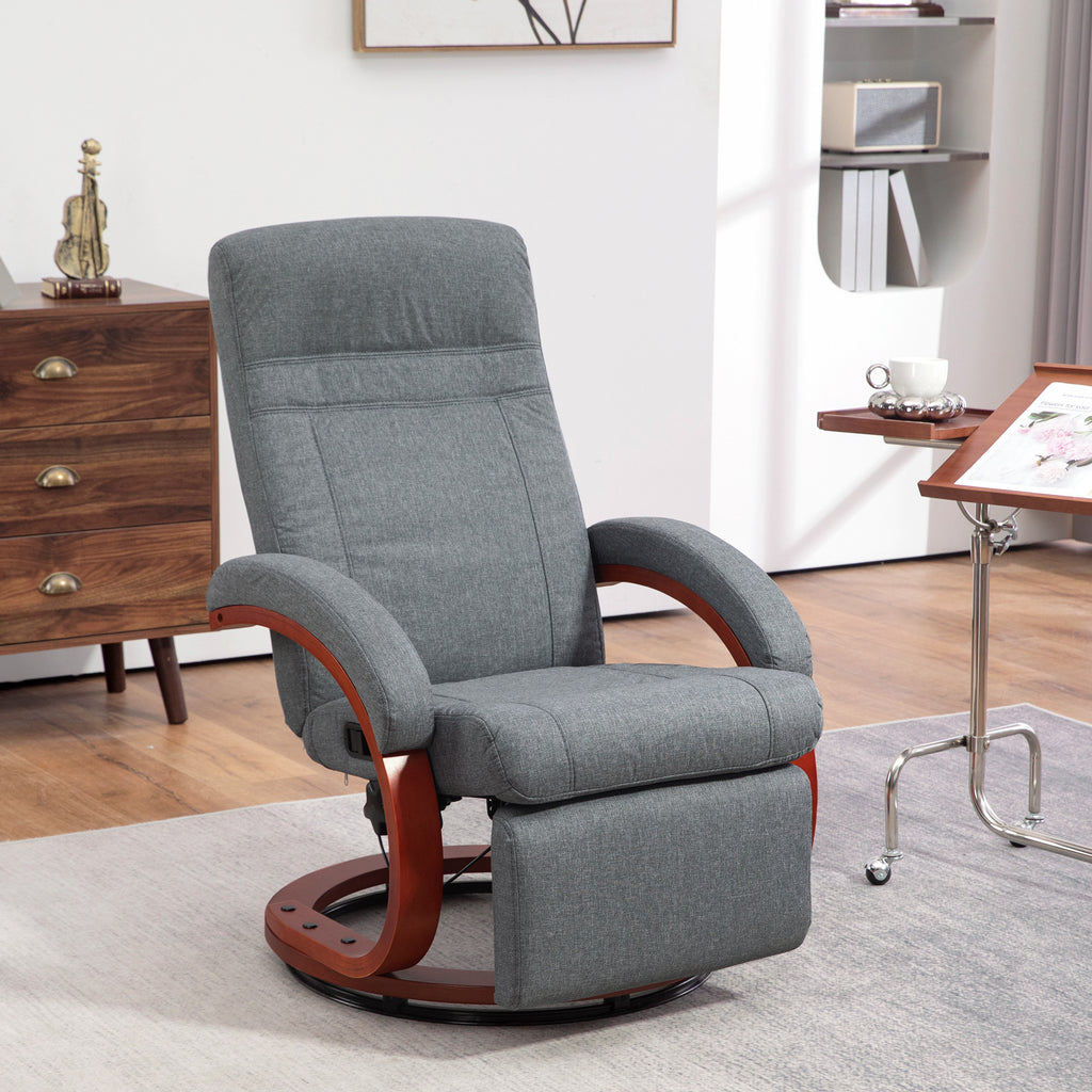 135¡ã Manual Reclining Swivel Chair, with Footrest - Grey