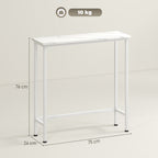 Konsolentisch Flurtisch mit verstellbar Fußpads, Kippschutz 75 x 24 x 76 cm für Kleinen Raum Weiß