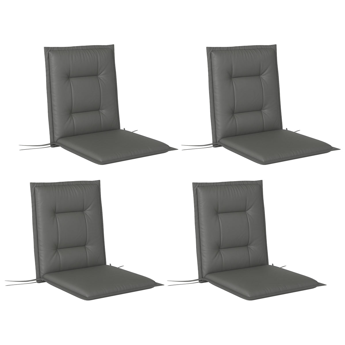 4er Set Sitzkissen 108 x 50 x 5 cm Stuhlkissen mit Bändern, Outdoor Indoor Sitzauflage Hellgrau