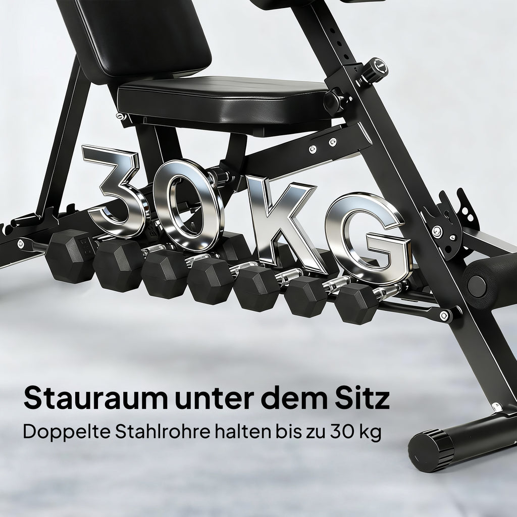 Hantelbank Verstellbar 4 in 1 Trainingsbank mit Beinstrecker