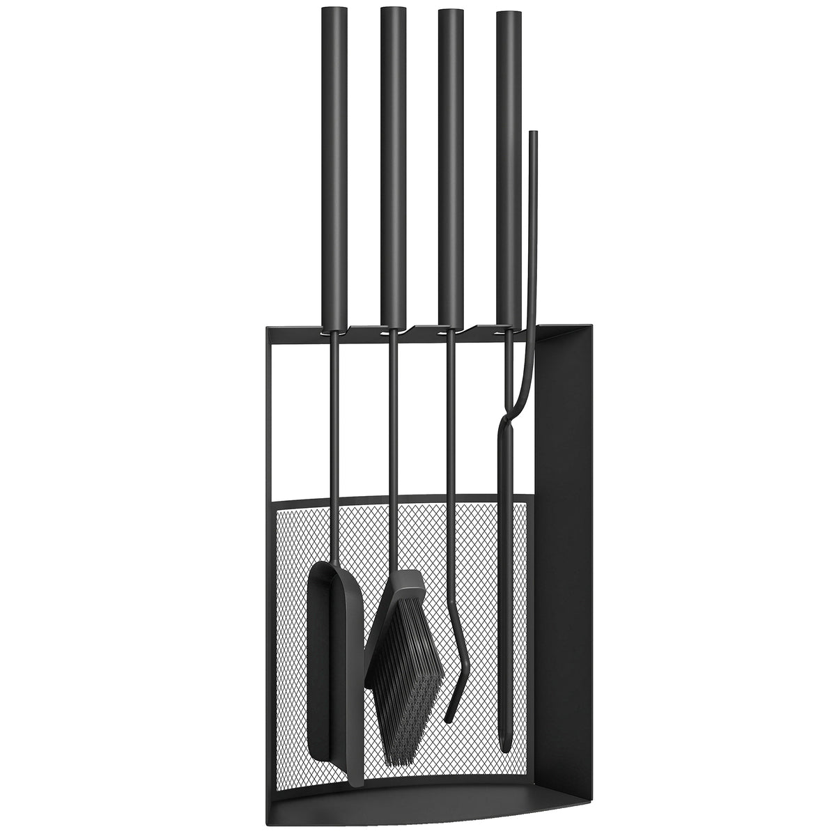 Kaminbesteck Set 5teilig Kaminzubeh?r mit Besen, Schaufel, Sch¨¹rhaken Zange St?nder Metall, Schwarz
