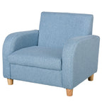Children's Armchairs Toddler Chair Wood Frame Anti-Slip Legs High Back Bedroom Playroom Furniture Blue