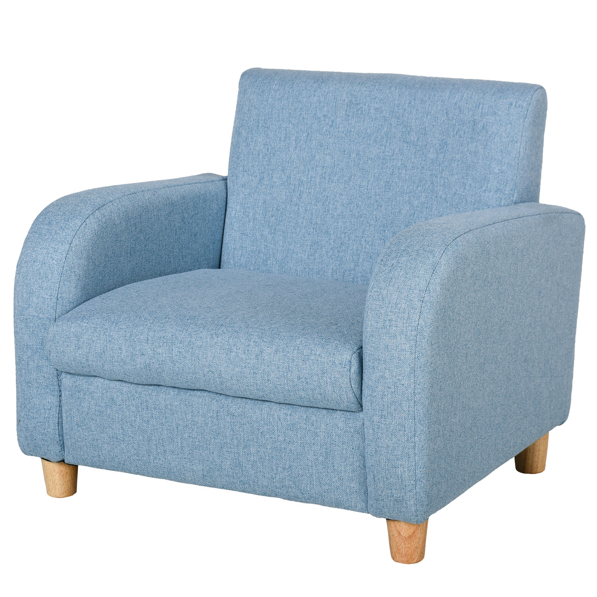 Children's Armchairs Toddler Chair Wood Frame Anti-Slip Legs High Back Bedroom Playroom Furniture Blue