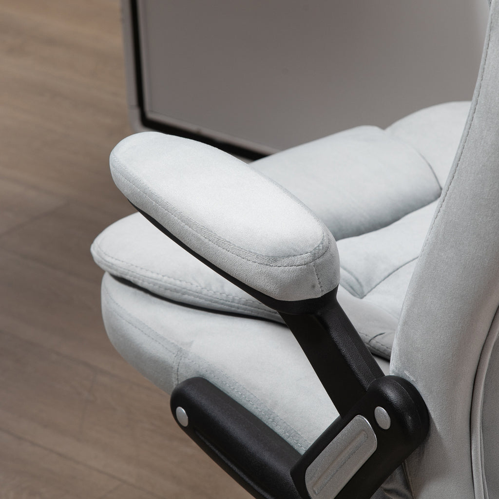  B¨¹rostuhl mit Massagefunktion Ergonomischer Chefsessel mit Heizfunktion, Liegefunktion, Wippfunktion H?henverstellbar 360¡ã Drehbar Computerstuhl mit Seitentasche, Samtoptik, Grau