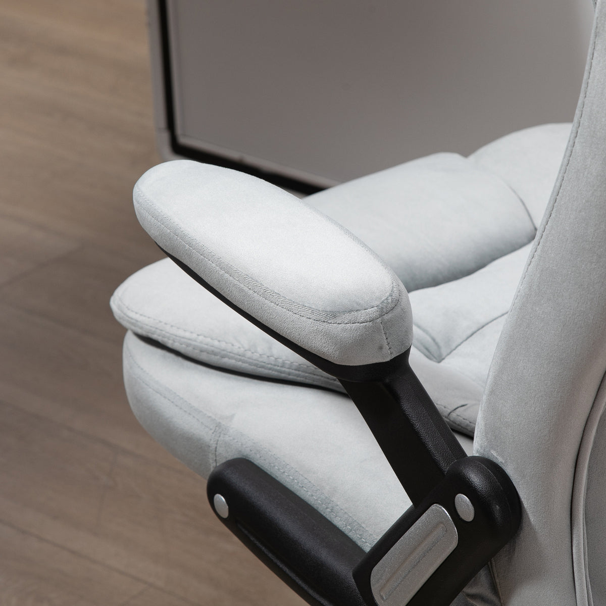  B¨¹rostuhl mit Massagefunktion Ergonomischer Chefsessel mit Heizfunktion, Liegefunktion, Wippfunktion H?henverstellbar 360¡ã Drehbar Computerstuhl mit Seitentasche, Samtoptik, Grau